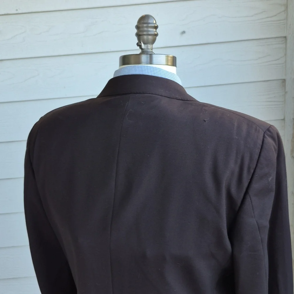 LOUIS VUITTON Uniformes Portugal Solid Dark‎ Brown Wool 44 L Mens Sport Coat